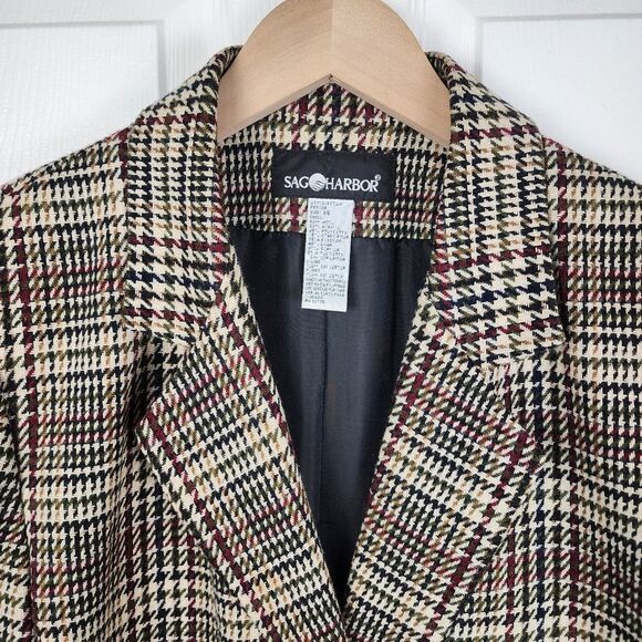 Sag Harbor Plaid Blazer Wool Blend Houndstooth Eclectic Grandpa Jacket Size 14 - Picture 4 of 16